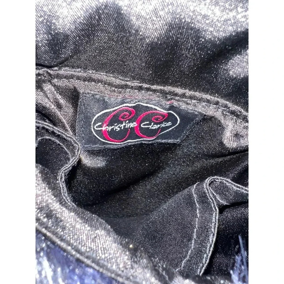 Vintage Christine Clarke faux fur mink purse crossbody satchel bag blue artsy - Picture 5 of 11